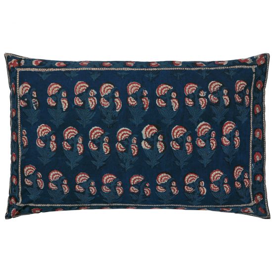 Carnation-Delta Reversible Pillow Case - Indigo/Brick Red